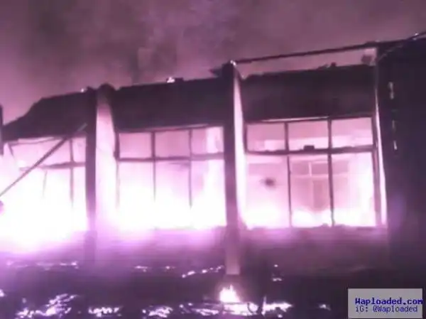 Photos: INEC office in Bori, Rivers state gutted by fire